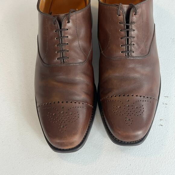 Allen Edmonds Dress Shoes Mens 9.5D Dryden Brown Leather Cap Toe Brogue Oxfords